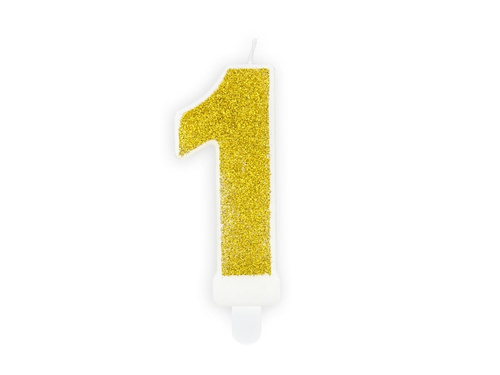Number candle with glitter - 1 - 1 piece.