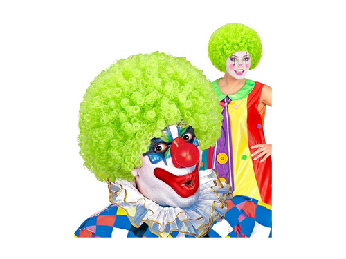 Kręcona peruka klauna zielona włosy afro