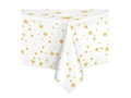 Birthday tablecloth white with gold stars - 137 x 274 cm - 1 pcs.