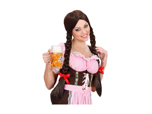 Brązowa peruka Bawarka z warkoczami