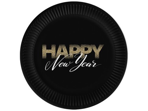 Plates New Year's Eve, black - 18 cm - 6 pcs.