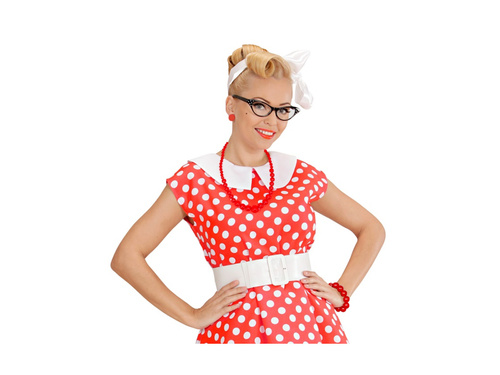 Czerwona koralikowa bransoletka disco lata 70.