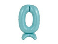 Balon foliowy stojący cyfra 0 pastelowa niebieska - 64 cm - 1 szt.