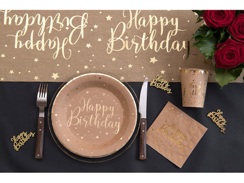 Happy Birthday kraft plates - 22,5 cm - 10 pcs.