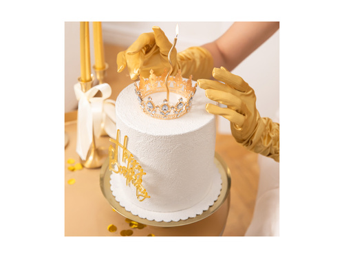 Korona na tort - 10 cm - złota z kryształkami - 1 szt.