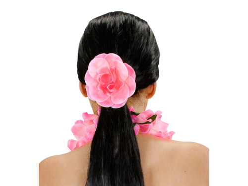 Pink flower hair tie - 1 pc