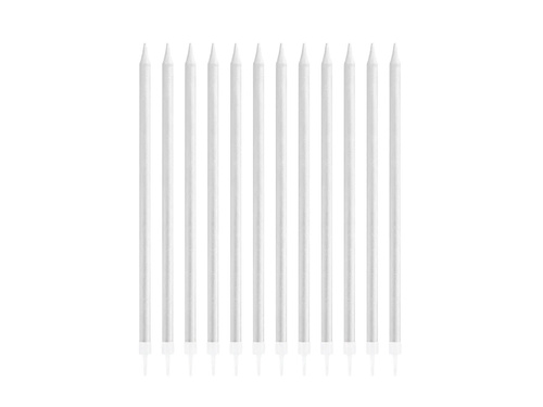 Birthday candles, silver - 12 pcs