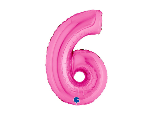 Balon foliowy cyfra 6 fuksjowy - 14" - 1 szt.
