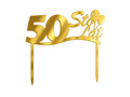 Gold mirrored plexiglass topper for 50th birthday cake