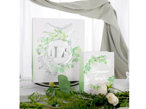 First Communion gift bag with eucalyptus small - 1 pc.