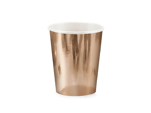 Kubeczki papierowe różowe złoto - 220 ml - 6 szt.