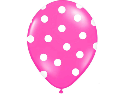 Balony lateksowe różowe w białe kropki - 30 cm - 6 szt.