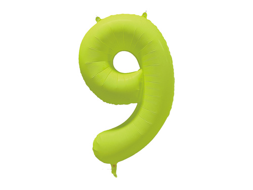 Large Number 9 Neon Yellow Foil Balloon - 86 x 70 cm - 1 pc