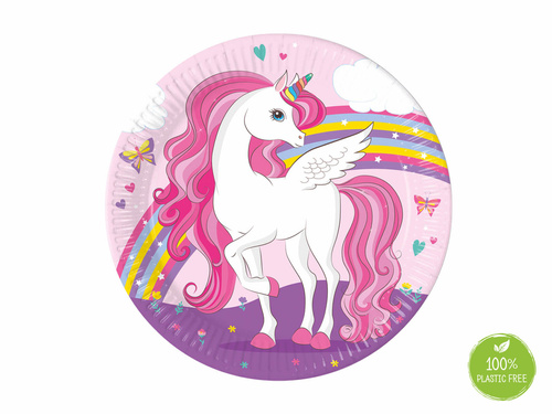 Unicorn birthday plates - 23 cm - 8 pcs.