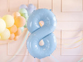 Number 8 Sky blue Foil Balloon - 72 cm - 1 pc