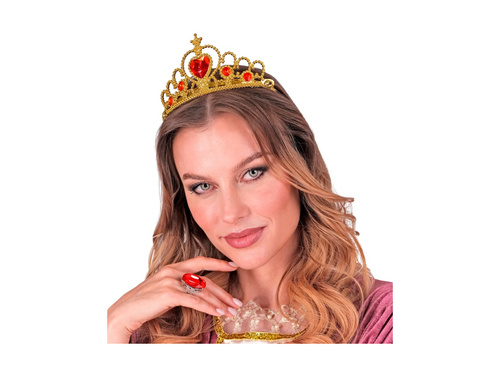 Złota tiara z czerwonymi klejnotami