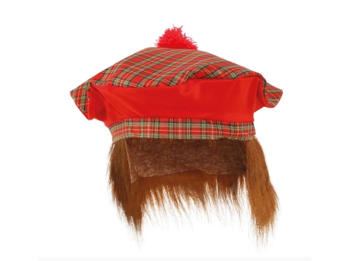 Szkocka czapka z rudymi włosami