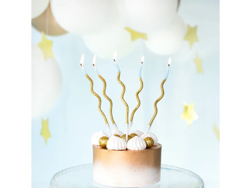 Spiral birthday candles gold-blue - 6 pcs.