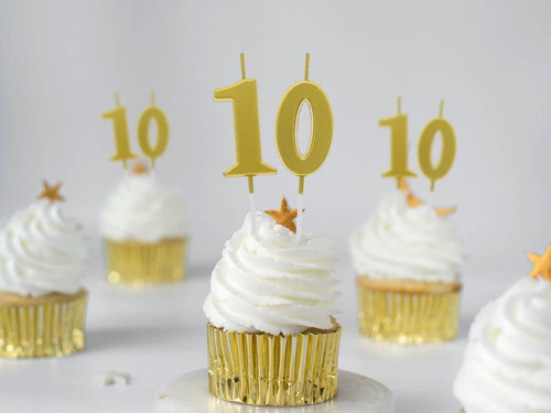 Metallic gold number candle - 1 - one