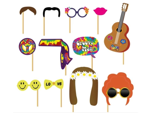 Props on a stick, mix - 12 pcs.