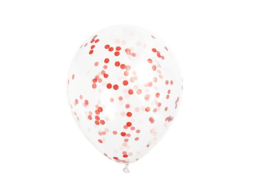 Transparent balloons with confetti inside - 30 cm - 6 pcs.