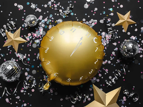 Gold Clock foil balloon - 35 cm - 1 pc.