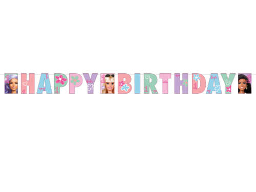 Happy Birthday Barbie banner - 180 x 15 cm - 1 pcs.