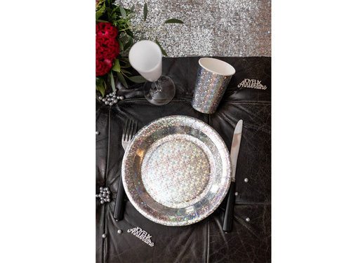 Holographic silver plates - 22,5 cm - 10 pcs.