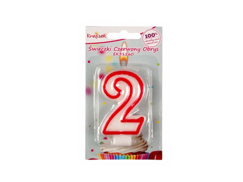 Number candle with red border - 2 - two