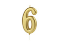Gold number candle - 6 - 1 piece.
