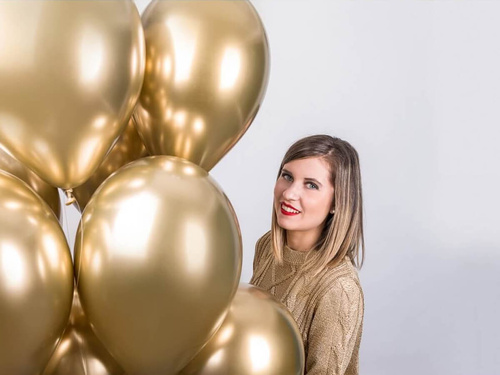 Shiny gold latex balloons - 33 cm - 50 pcs.