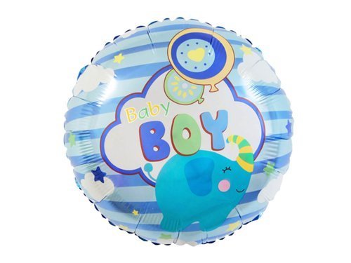 Balon foliowy Baby Boy ze słonikiem - 46 cm - 1 szt.