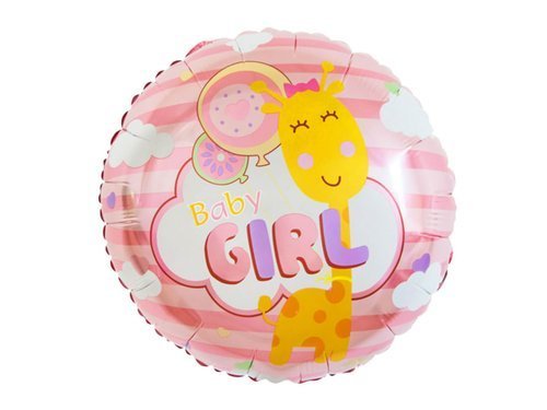 Balon foliowy Baby Girl z żyrafą - 46 cm - 1 szt.