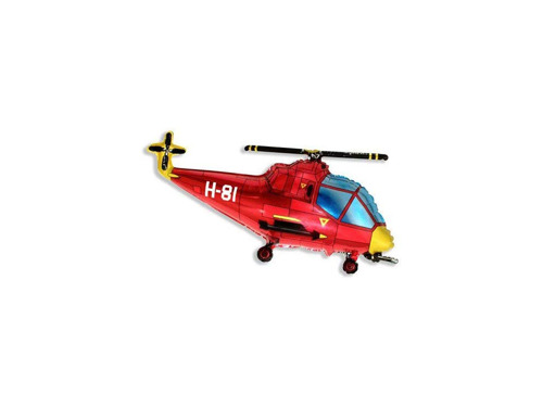 Balon foliowy Helikopter czerwony - 57 x 96 cm - 1 szt.