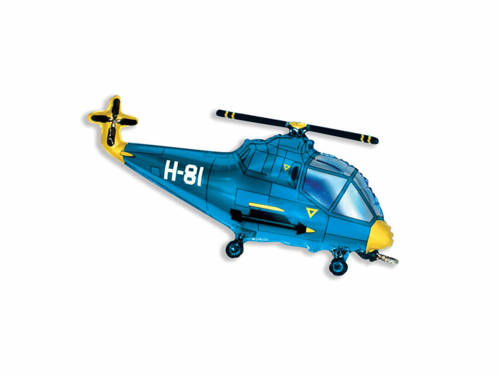 Balon foliowy Helikopter niebieski - 57 x 96 cm - 1 szt.