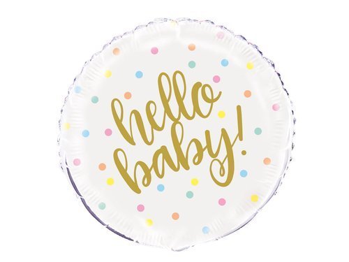 Balon foliowy Hello Baby! na Baby Shower - 46 cm - 1 szt.