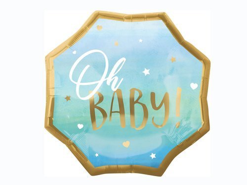 Balon foliowy Oh Baby! na Baby Shower niebieski - 55 cm - 1 szt.