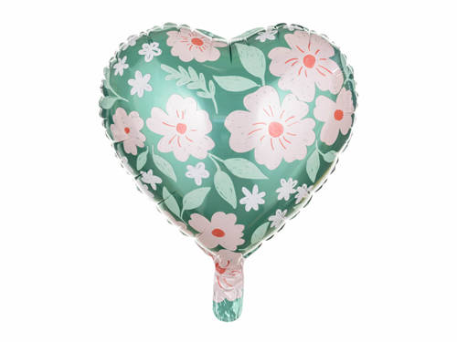 Balon foliowy Serce w kwiaty - 35 cm - 1 szt.