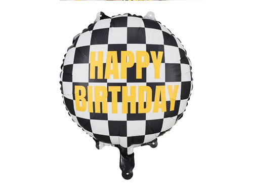 Balon foliowy Szachownica Happy Birthday - 35 cm - 1 szt.