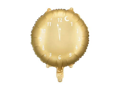 Balon foliowy Zegar złoty - 35 cm - 1 szt.