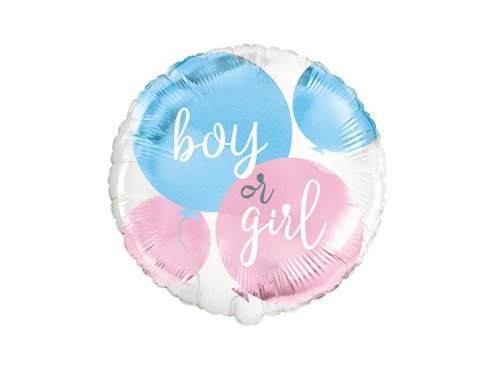 Balon foliowy "boy or girl" na Baby Shower  - 1 szt.