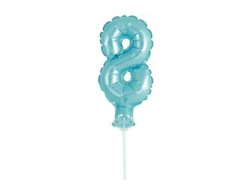 Balon foliowy cyfra 8 błękitna - 13 cm