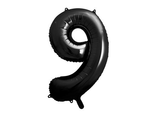 Balon foliowy cyfra 9 czarna - 86 cm - 1 szt.