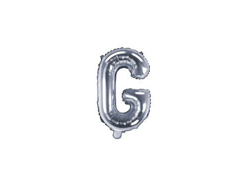 Balon foliowy litera "G" srebrna - 35 cm