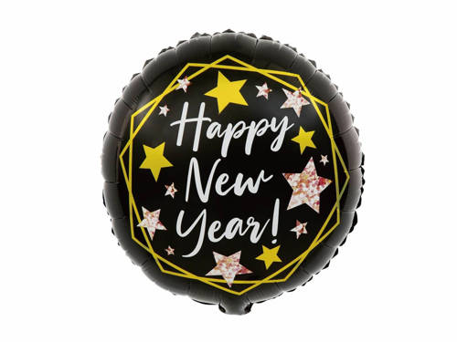 Balon foliowy okrągły Happy New Year - 45 cm - 1 szt.
