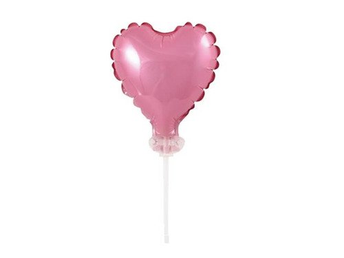 Balon foliowy różowe serce do patyka - 8 cm - 1 szt