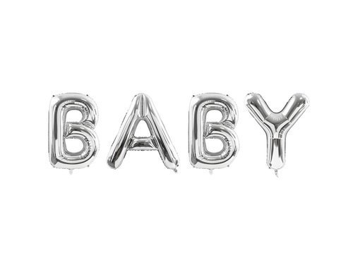 Balon foliowy srebrny napis Baby - 262 x 86 cm