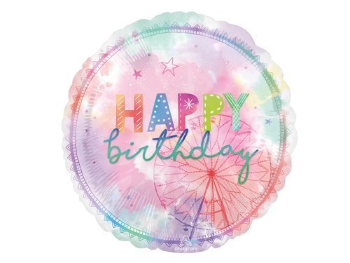 Balon foliowy urodzinowy Happy Birthday - 71 cm - 1 szt.