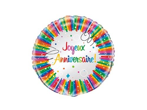 Balon foliowy urodzinowy Joyeux Anniversaire - 47 cm