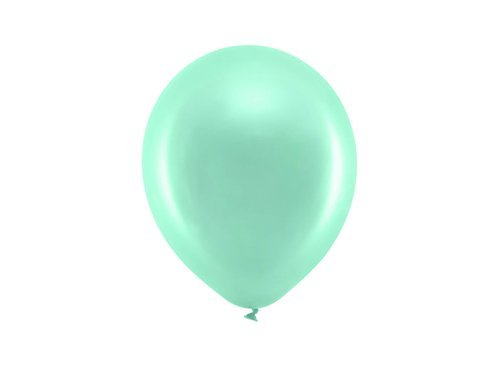 Balony Rainbow metaliczne miętowe - 23 cm - 10 szt.